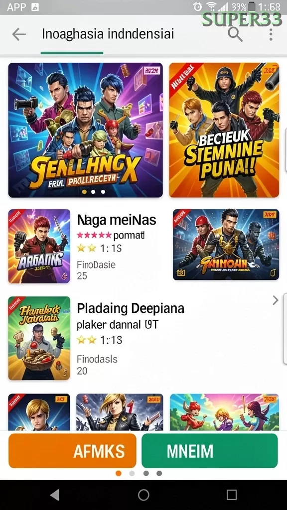 Cuplikan layar SURGA55 — menu navigasi